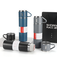 Nouvel ensemble de coffret cadeau d'affaires, ensemble de thermos en acier inoxydable à double paroi de 500 ml avec deux couvercles