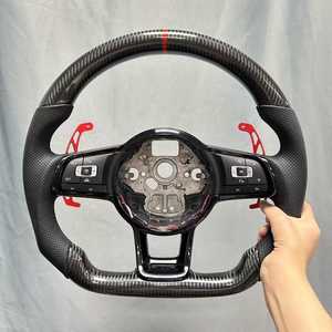 Volante Deportivo de Fibra de Carbono y Cuero con LED Forjado para VW <span class=keywords><strong>Golf</strong></span> 6 7 7.5 8 GTI R MK5 MK6 MK7 MK8 Polo Passat Tiguan Scirocco - Product Image 2