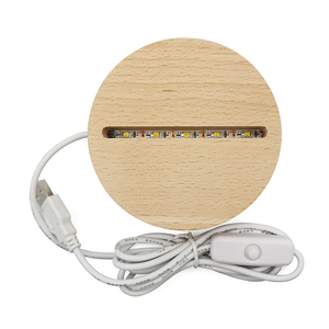 ที่กำหนดเองไม้บีช Led ฐาน Lampara 3D ฐานคืนอะคริลิฐานแสงสำหรับต<span class=keywords><strong>ก</strong></span>แต่งห้องนอน - Product Image 3
