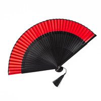 Éventail pliant en bambou noir pour femme peint à la main scène de danse classique ancienne pour décorations de mariage chinois populaire