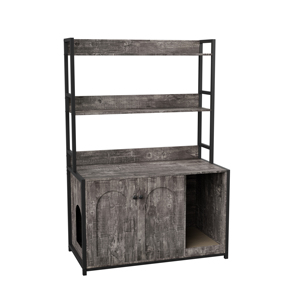 Large Cat Litter <b>Box</b> Enclosure With <b>Shelf</b> Storage Hidden Cat Washroom Wooden Cat House Sturdy - Product Image 5