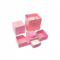 Nouvelle boîte cadeau double porte en forme de rose, nouvelle boîte à bijoux en forme de fleur de savon préservée, étui de rangement pour bagues et colliers