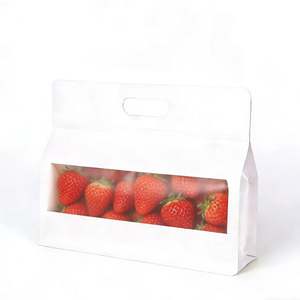 Bolsas de Papel Kraft Blancas Personalizables con Asas Troqueladas y Ventanas Transparentes, Ideales para Empacar Frutas y Postres - Product Image 1