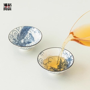 Tasse conique en porcelaine bleue et blanche, motif dragon et phénix, tasse à thé Kung Fu en céramique, design traditionnel chinois, origine Dehua - Product Image 3