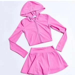 Oem Survêtements personnalisés pour femmes Vêtements en jersey de coton Manches longues Vestes à fermeture éclair complète Haut et pantalon à jambes larges Vêtements de sport - Product Image 3