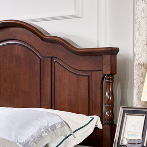 Muebles de Madera para Dormitorio de Lujo Estilo Americano, Cama King Size de Madera de Caoba Sólida de 1.8 Metros, Modelo BB-SB8819 #   Rustic Vi - Product Image 3