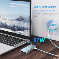 Hub USB-C 11 ports 4K HDTV VGA Type-C PD USB3.0 RJ45 Ethernet Lecteur de carte SD/TF 3.5mm AUX Alliage d'aluminium Stock