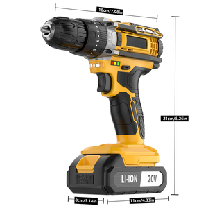 Kit d'outils de perçage sans fil rechargeable 20V avec 2 batteries, adapté à la construction, à la maison et au bricolage, perceuse à percussion sans fil CD-20K-2 - Product Image 3