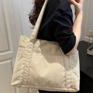 Sacs fourre-tout en velours côtelé grande capacité, personnalisables, pour femmes, sacs à bandoulière durables avec fermeture éclair, plusieurs poches, pour le shopping, été, automne - Product Image 2