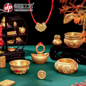 Adorno de barra de oro de resina para paisaje en miniatura, decoración para el Año Nuevo Chino, accesorio decorativo para sala de estar - Product Image 4