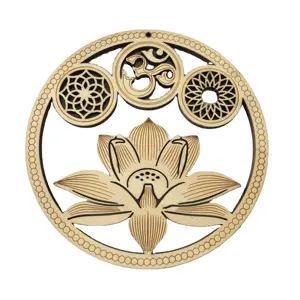 Eid Mutabir Bunga Kayu Suci Geometri Dekorasi Diukir Kayu Bunga Teratai Mandala Kayu Dinding Seni Dekorasi Yoga