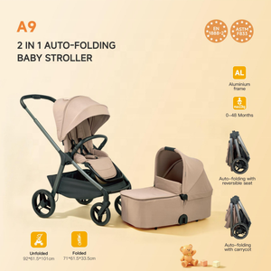 Passeggino di Lusso 2 in 1 con Seduta Reversibile per Neonati e Bambini, Pieghevole con Una Mano, Navicella e Carrozzina da Viaggio - Product Image 2