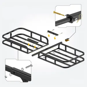 Universal Steel Black Car Basket Rear Carrier Luggage Rack Tailbox Fixer Holder Cargo