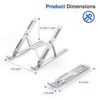 Support pour ordinateur portable réglable, portable, pliable, en alliage d'aluminium et gel de silice, réglage ergonomique de la hauteur, large compatibilité, stable