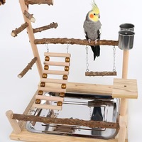 Support d'entraînement pour perroquet avec jouets, balançoire en bois, hamac suspendu et échelle d'escalade – Fournitures pour animaux de compagnie pour la sécurité des perroquets, durable