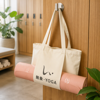 Tas Yoga Kanvas Custom dengan Tempat Matras Yoga, Tas Selempang Olahraga Gym yang Dapat Digunakan Kembali, Tas Jinjing Fitness Logo Custom Pabrik