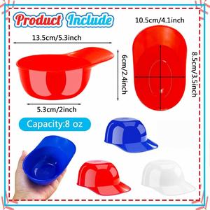 Tazón de Plástico Reutilizable de 8oz con Logotipo Personalizado, Tazón con Forma de Casco de Béisbol, Tazones para Postre para Reuniones Familiares y Fiestas de Cumpleaños - Product Image 2