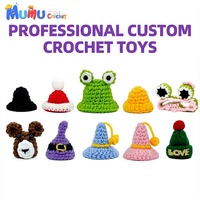 Chapeau de grenouille miniature au crochet mignon, chapeau de Noël du Père Noël pour poupées en peluche, accessoires de chapeau miniature tricotés à la main