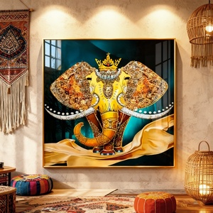 Peinture d'animaux de style islamique, Peinture de l'éléphant sacré, Vente en gros, Affiche encadrée, Décoration murale LED, Peinture en porcelaine de cristal - Product Image 2