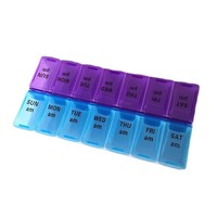 Boîte à pilules hebdomadaire avec marquage Braille, couvercle, tailles petite/grande, 14 compartiments, deux rangées