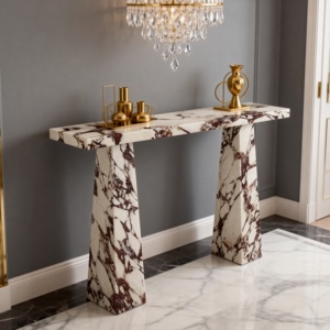 Mesa Consola Rectangular de Mármol Natural Calacatta <span class=keywords><strong>Viola</strong></span> para Entrada, Sala de Estar o Pasillo, Multifuncional - Product Image 2