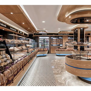 Diseño de exhibición interior de panadería moderna, vitrina termostática personalizada para pan, Mostrador de exhibición de panadería de madera - Product Image 1