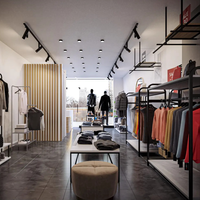 Comptoir de Vêtements en Bois Chic Personnalisé, Mobilier de Magasin pour Boutiques de Vêtements, Présentoir en Marbre, Solution Complète
