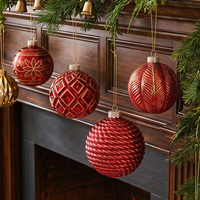Lot de 12 boules de Noël de luxe vintage en bronze rouge gaufré, 3 couleurs, décorations suspendues pour sapin de Noël