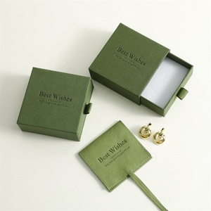 Logo Cardboard Drawer Jewelry Box Square Necklace Earring Bracelet <strong>Ring</strong> Gift <strong>Boxes</strong> Packaging Schmuck Verpackung Boite a Bijoux - Product Image 2