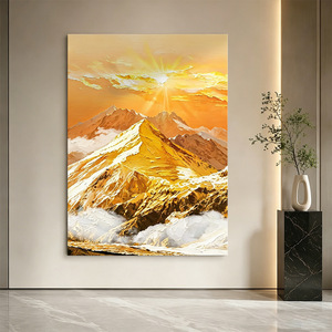 Pintura al Óleo Pintada a Mano, Paisaje de Montañas Doradas al Atardecer, Arte Moderno para Decoración de Pared de Sala de Estar, Sin Marco, Estilo Impresionista - Product Image 4