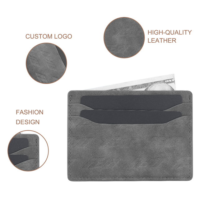 Slim Wallet Card Holder Leather Custom LOGO Minimalist Card Holder
