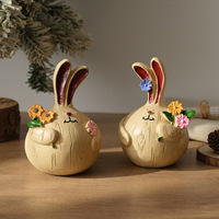 Ornements en résine ZAKKA, style campagnard, couple de lapins obèses cueillant des fleurs, artisanat, cadeaux, Journée des enfants, emballage standard