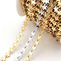 Cadena de Eslabones de Estrella de Acero Inoxidable a Granel en Bobina, Cadena de Eslabones de Estrellas con Cable PVD Dorado para Fabricación de Joyas, Proveedor de Fornituras de Cadena