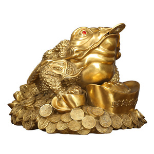 <b>Brass</b> Three <b>Legged</b> Toad Figurine Golden Fortune Decoration Tabletop Animal Sculpture Chinese New Year Gift - Product Image 4