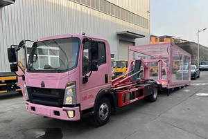 <span class=keywords><strong>Remorque</strong></span> HOWO rose accrocheuse à plateau entièrement rabattable avec caisse transparente pour le transport de voitures - Product Image 3