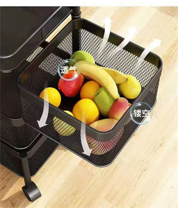 Cesta de almacenamiento de metal de 4 capas con ruedas, estantes de carrito de fruta redondos cuadrados multigiratorios - Product Image 2