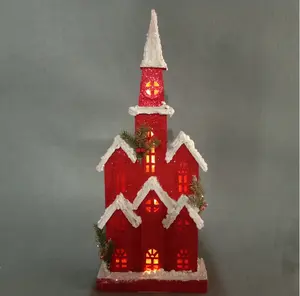 迷你屋木质室内点亮圣诞装饰村屋带发光二极管灯工艺品桌面节日装饰