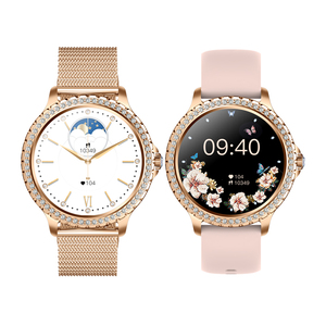 Montre connectée de luxe pour femmes I58 avec diamants, double bracelet, compatible Android, moniteur de pression artérielle et d'oxygène, suivi du sommeil, IP67 - Product Image 3