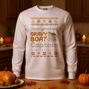 T-shirt à manches longues et Polo promotionnel « Thanksgiving Captain » avec motif dinde et bain de sauce - Product Image 3