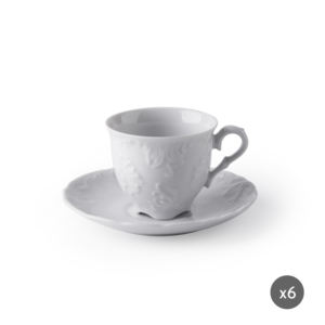 Juego de 6 Tazas de Café de Porcelana Excelsa de 10 Cl con Platos, Diseño Elisa Rococo - Product Image 3
