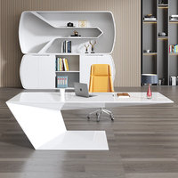 Bureau de direction moderne pour PDG et chaise, bureau d'ordinateur de luxe en bois, ensemble de mobilier de bureau en forme de L, bureau de direction en MDF