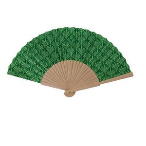 Éventail en bois couleur naturelle 23 cm, tissu 11,5 cm, écologique, logo personnalisé, cadeaux promotionnels, nouveau style innovant, peint – Vente chaude - Product Image 1