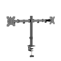 Support double bras pour moniteurs de 15 à 33 pouces, réglable en hauteur par vérin à gaz, en acier laminé à froid, fixation par pince noire – Vente en gros