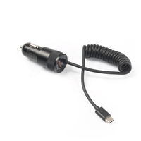 Chargeur de voiture 48W en gros d'usine avec câble enroulé, double port Type C, chargeur rapide pour iPhone 17 16 15