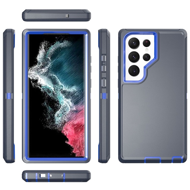 Defender Phone Case For Samsung S25 S24 S23 S22 S21 Ultra Plus 3 in 1 Rugged Heavy Duty Armor Shockproof Cover