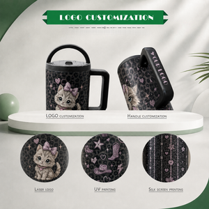 Gobelet isotherme en acier inoxydable personnalisé avec motif animal de dessin animé et poignée, idéal pour les voyages (vente en gros) - Product Image 4