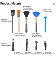 Kit de 10 brosses de nettoyage portables sans fil à poignée en plastique et poils synthétiques pour ordinateur portable, clavier, voiture et téléphone - Élimination des poussières