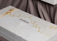 Boîte à chocolat de luxe brodée, emballage carré en lin, boîte à biscuits personnalisée vide, boîte à dessert, boîte cadeau Ramadan