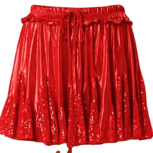 Rok Ruffles payet untuk wanita, rok A-Line modis