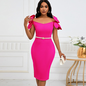 Ultimo Design Elegante Abito da Cerimonia Lunghezza Midi con Fiori 3D e Cintura per Donne, Ideale per Banchetti, Feste Serali e Matrimoni - Product Image 6